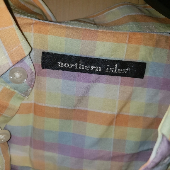 NWT Northern Isles mens plaid shirt sz L pastel colors - Picture 3 of 5